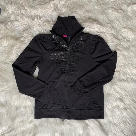 Escada Sport Black Cotton Design Zip Up